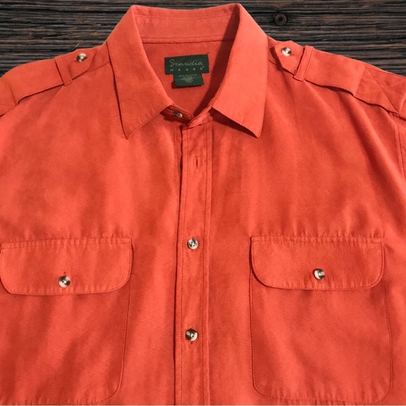 SCANDIA WOODS Safari Style Button Down Microfiber Suede Pilot Shirt - Picture 4 of 10